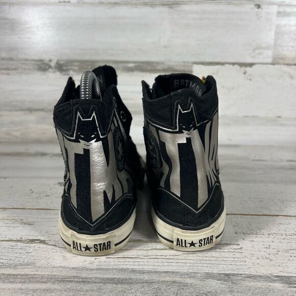 Converse Batman DC‎ The Dark Knight All-Star Black / Silver Hi 125562C Sz 4 - Picture 3 of 8